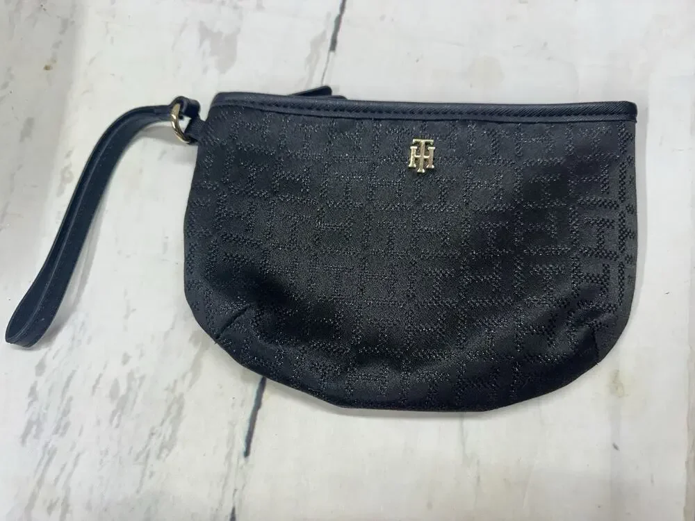 Tommy Hilfiger Black Wristlet Wallet Zip Pouch Clutch Purse